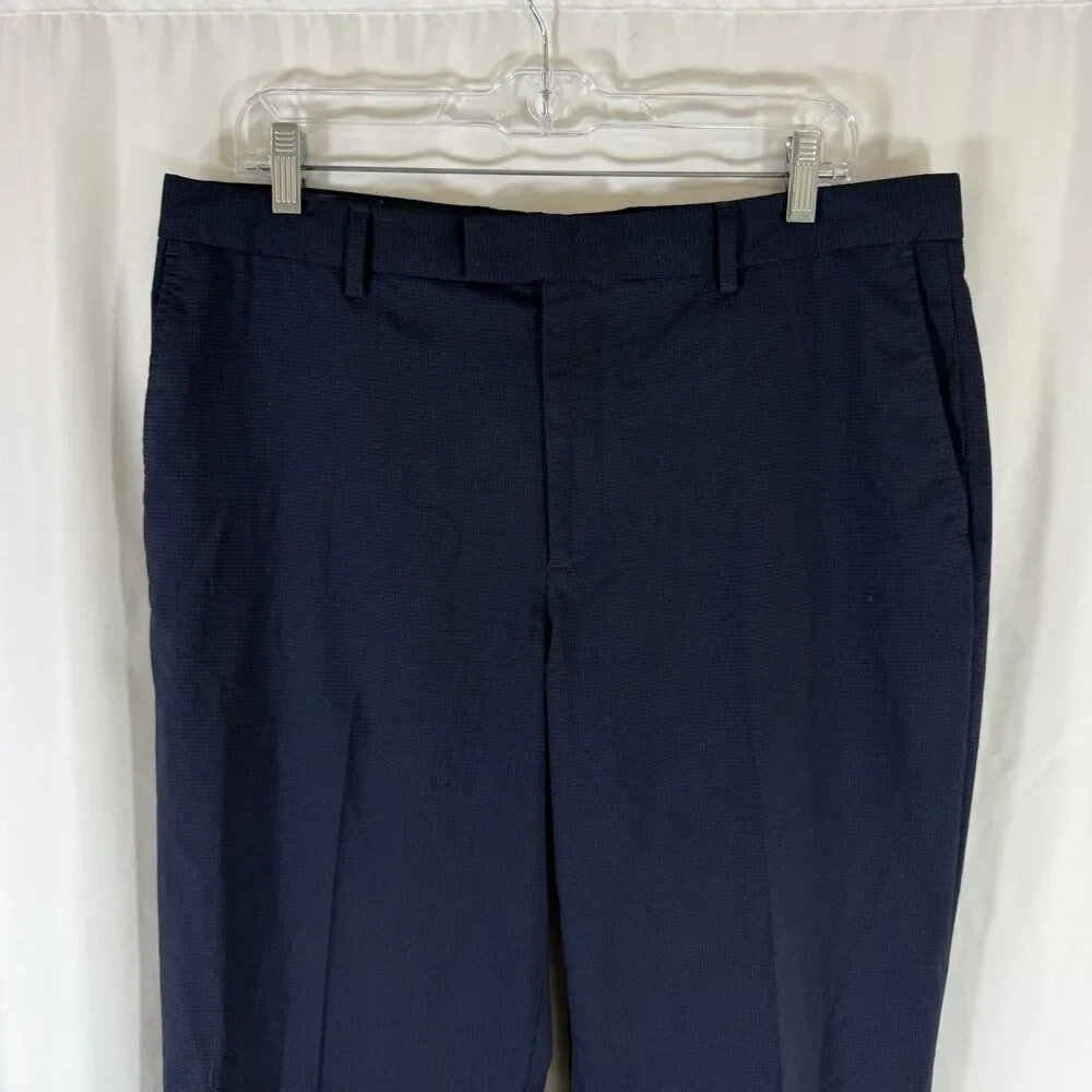Banana Republic Standard Fit Pants Men's 34x32 Blue Plaid Flat Front Office